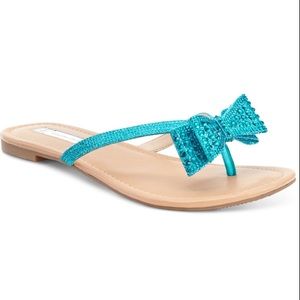 💎💙NEW INC Bright Aqua Rhinestone Bow Sandals 8.5